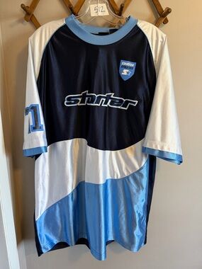 Vintage 90s Starter Athletics Jersey Navy Blue White Colorblock XL